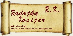 Radojka Kosijer vizit kartica
